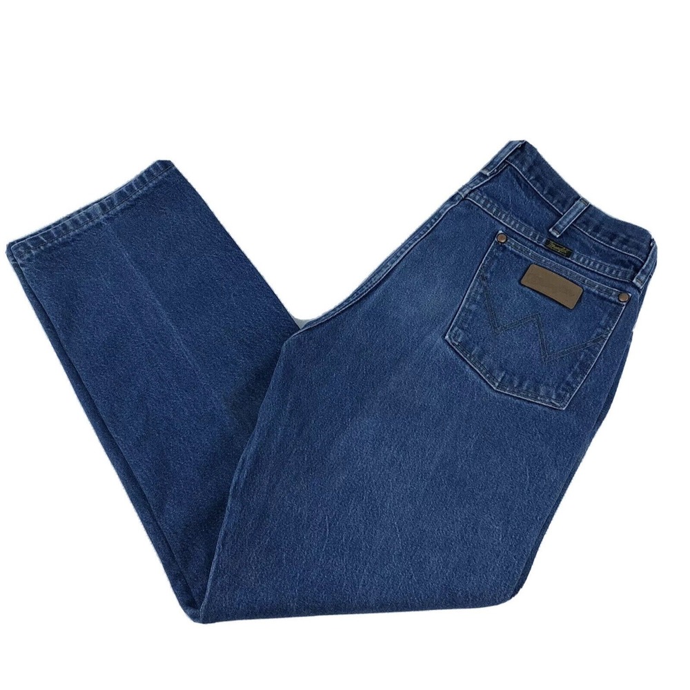 Wrangler 13MWZ Men's Straight Leg Denim Blue‎ Jeans Size 38x30 Cowboy Rodeo Cut